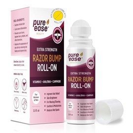 Razor Bump Solution para el área del bikini – Suero para el cabello encarnado con vitamina E, AHA/BHA, alcanfor para el cuidado de la piel después del afeitado – Apoya la piel suave en la cara, el cuello, las axilas