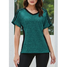 HOCOSIT Women's Workout Shirts Fast Dry Active Wear Yoga Top Sweat Wcking Clothes Cyan XX-Large