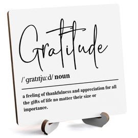 Wooden Table Sign Gift, Gratitude Definition Desk Decor Wood Plaque With Stand Appreciation Gift Ideas for Boss Women Best Mom Coworker Teacher Office-A21