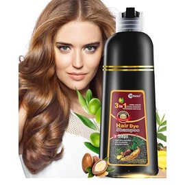 Hair Dye shampool,3 In 1 Brown Color Shampoo Hair Dye For Refresh Hair Instant Herbal Coloring Shampoo For Women&Men-Ammonia Free-Tintes Para El Cabello Profesional - Color: Dark Brown