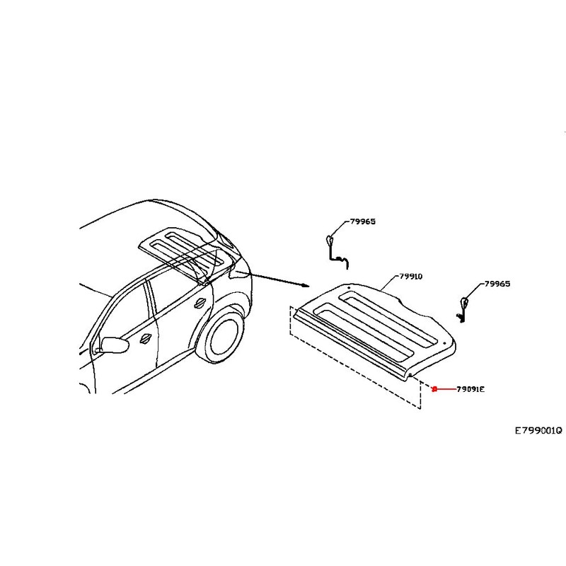 Nissan Clip 015532109E Rear Car Parcel Shelf Genuine