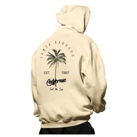 SOLY HUX Hoodies for Men Graphic Letter Print Oversized Sweatshirt Drop Shoulder Long Sleeve Pullover Tops Apricot Letter Graphic Print Medium