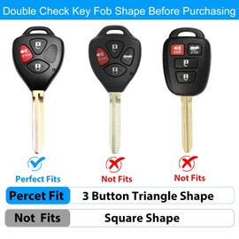 OLLEN Key Fob Cover with Keychain, Compatible with Toyota 4Runner Corolla Matrix RAV4 Venza Yaris Scion, Full Protection Soft TPU Key Case, with Leather Keychain, 3 Button, White