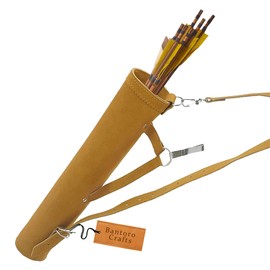 Traditional Leather Quiver Archery Quiver Arrow Holder Waist/Hip Hanging Shoulder Bag Shooting Hunting Shoulder Strap Adjustable Waist Bag Brown Leather