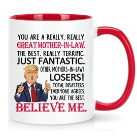 WENSSY Funny Great Mother In Law Gifts Mug, Best Mother’s Day Gifts for Mother In Law from Daughter Son In Law, 11 Ounce Red