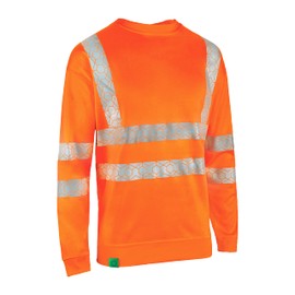 Beeswift Envirowear Orange Hi-Vis Sweatshirt Unisex Reflective Sustainable Circular Process Safety PPE Workwear - Small