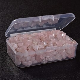 Asingeloo 5-8mm Natural Rose Quartz Tumbled Chip Stone Beads Bulk Irregular Shaped Drilled Loose Gemstones Beads with Box for DIY Jewelry Making