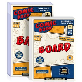 Leffis 100 Count Comic Book Current Size Bags and Boards Transparent Acid-Free and Reusable Comic Book Sleeves for Regular Comics (Bags and Boards X 100pcs) (100 Count)