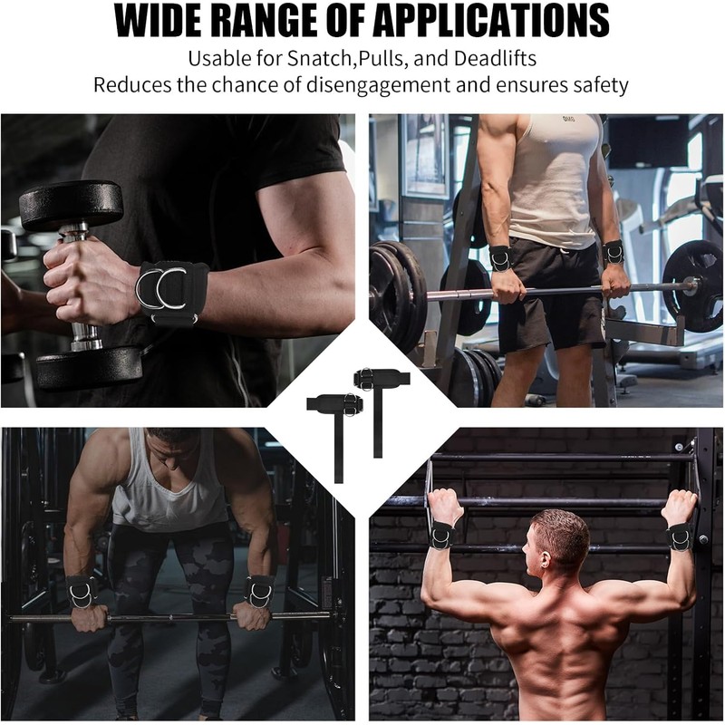 2Pcs D Ring Weight Lifting Straps,Heavy Duty Gym Wrist Straps