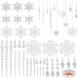 DERAYEE 36 PCS Christmas Hanging Decoration, Acrylic Crystal Ornaments Christmas Tree Decoration for Xmas Wedding Festival Home Party Supplies
