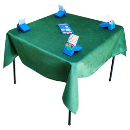 TSB Anti-Slip Bridge Cards Table Cloth Covers 55 by 55 inch - Heavy Duty Velvet Cards Table Covers - Fits Cards Table with Hard Tabletop Size 31 to 45 inch - Solid Color Green