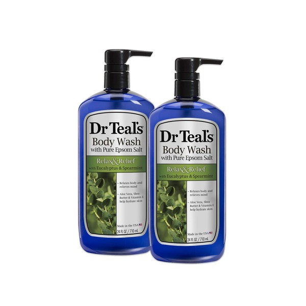 Dr Teal's Body Wash, Relax & Relief with Eucalyptus & Spearmint 24 fl oz (Pack of 2)