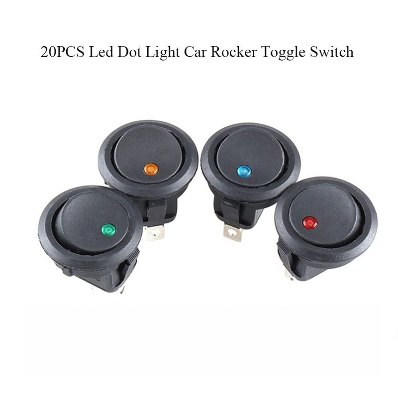 20 Pcs 12V Switch, 5 Color 20A 12 Volt Auto
