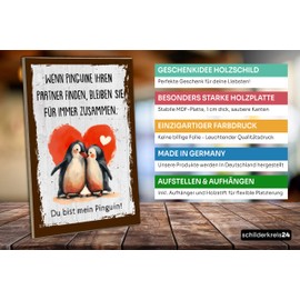 schilderkreis24 - Eternal Penguin Love Wooden Sign - Couples Gift for Valentines Day & Anniversaries