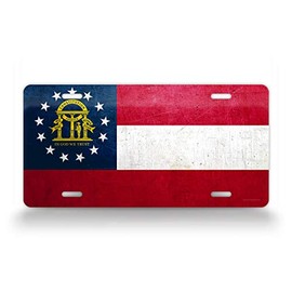 Georgia State Flag Americana Flag License Plate Antique GA State Flag Auto Tag