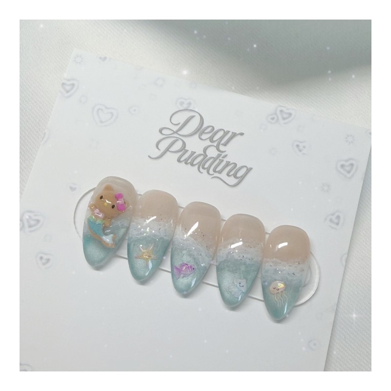 [Handmade Nail Tips] Sea Mermaid Nail Tips - Coffin Egg