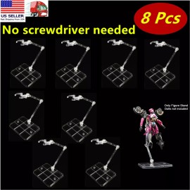 Unbranded 8 Pc HG144 Adjustable Action Figure Display Holder Base Doll Model Support Stand