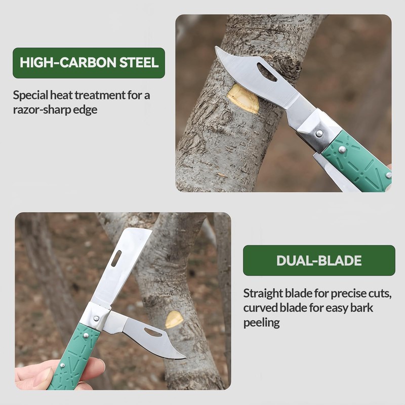 Grafting Knife, COMKIT Professional Foldable Double Blades Graft Knife, Fruit