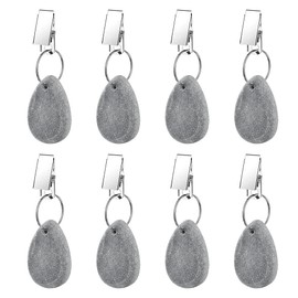GIGIIS Tablecloth Weights with Clips, 8 Pieces Tablecloth Weights Made of Natural Marble Extra Heavy Weight for Curtain Tablecloths Stones Pendant for Family Party Camping Wedding Garden Picnic
