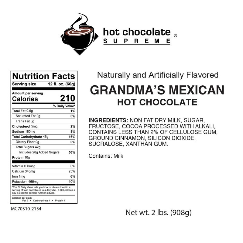Hot Chocolate Supreme 2 lb bag Grandma's Mexican Instant Hot