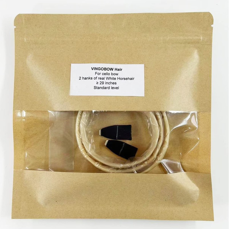 VINGOBOW 2 Hanks Cello Bow Hair Replacement 29 Inches Natural