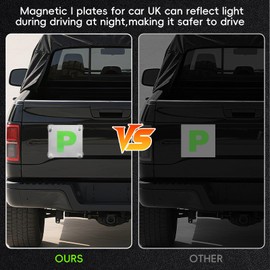 4-Pack Magnetic L Plates and P Plates for Car and Motorbike UK, Reflective Learner Plates with Suction Cups for Inside Window, New Driver Safety Reflect Light When Driving at Night (2L + 2P)