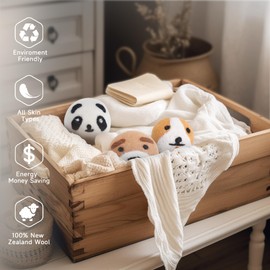 ALLINCOZY Wool Dryer Balls Laundry Reusable, Natural Eco-Friendly Fabric Softener Reduce Clothing Wrinkles, New Zealand Wool Laundry Balls for Dryer (Pack of 6, Animal)