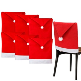 Zhongsheng 6Pcs Christmas Chair Covers for Dining Room Christmas Table Decoration Santa Hat Chair Back Cover for Xmas Restaurant Holiday Festival Party Decor