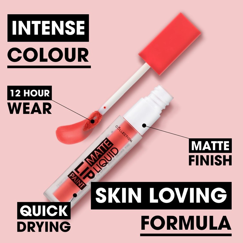 Collection Cosmetics Matte Liquid Lip Paint, Moisturising, Smudge-Proof, Trail Blazer,