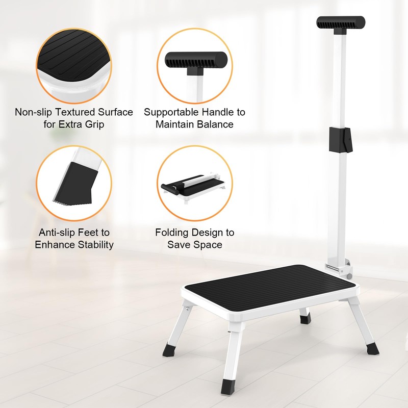 Step Stools for Adults, Foldable Step Stool with Handle for