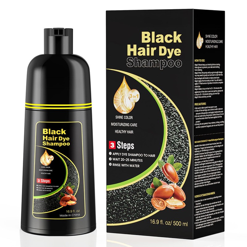 KAISASA Champú para teñir el cabello negro 3 en 1
