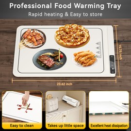 Food Warming Mat - 7 Level Temperature flash heat Silicone Electric Warming Tray，rolled-up food warmer
