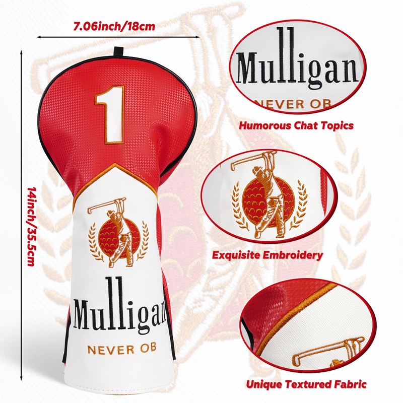 Mulligan Funny Golf Headcover Set of 4, Driver Head Cover