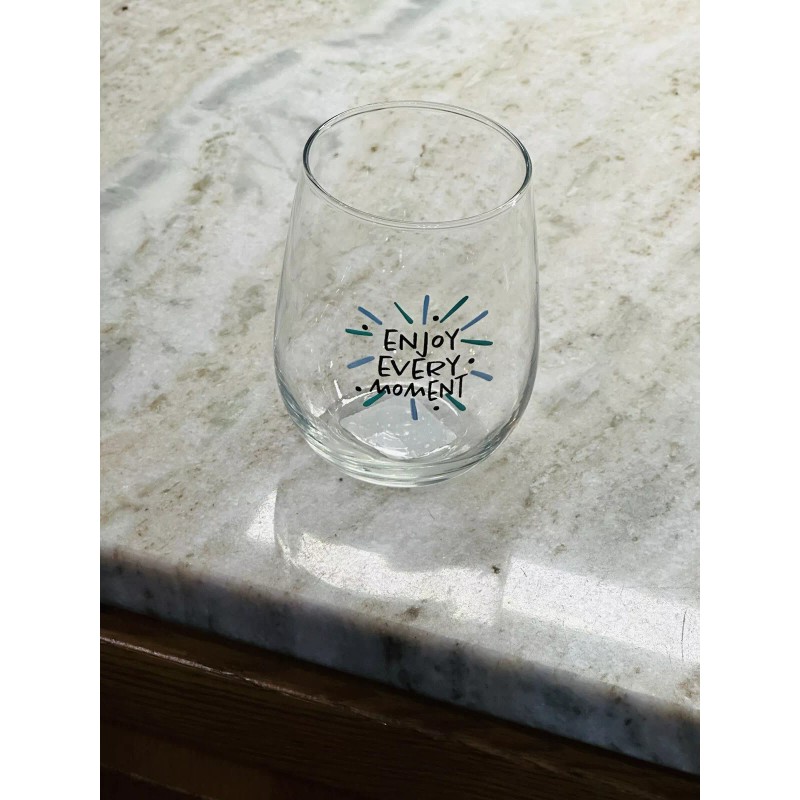 Cristar “Enjoy Every Moment ”. 16.8 oz Inspirational Seamless Bear/Wine
