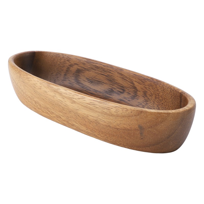 Wooden Serving Tray Easy Cleaning Boat Shape Wooden Food Plate