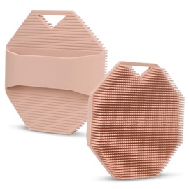 Silicone Body Scrubber, Silicone Loofah Exfoliating Body Scrubber for Shower, Long-Lasting Body Brush for All Skin Types& Lather Well Easy to Clean (Pink)