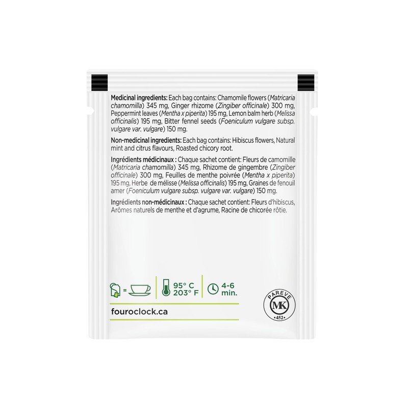 Four O'Clock Herbalist Digestive Lemon & Mint Herbal Tea, Non-Gmo,