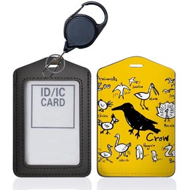 016478 Pass Case, Reel Key Holder, Black, Commuter Pass Case, IC ID Card Holder, Lost Prevention, 27.6 inches (70 cm), Employee ID Card Holder, For School or Work, Passcase, Bird, Crow, Yellow