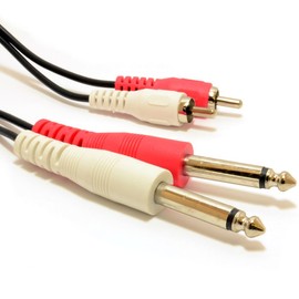 2 x 6.35 mm mono jack plug to RCA plug OFC audio cable 2 m [2 metres/2 m]