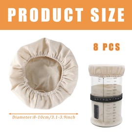 SYEYCW 8 Pcs Dough Proofing Cover, Bowl Covers for Bread Proofing, Sourdough Bread Starter Jar Cloth Covers, Reusable Yeast Bread Baking Elastics Bowl Covers, Fit 3-4Inches Diameter Fermenters