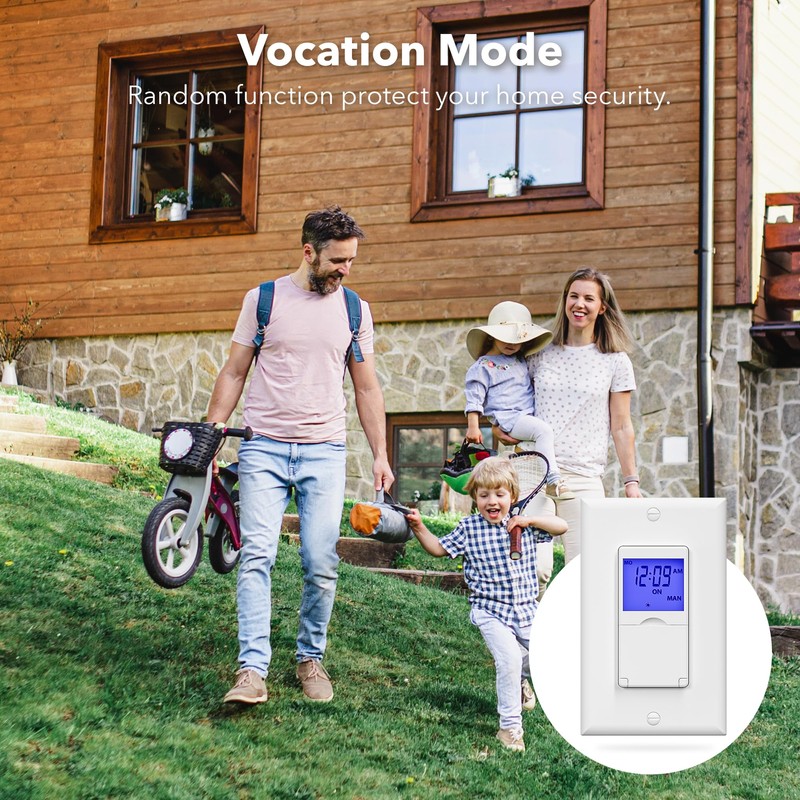 BN-LINK 7 Day Programmable in-Wall Timer Switch for Lights, Fans