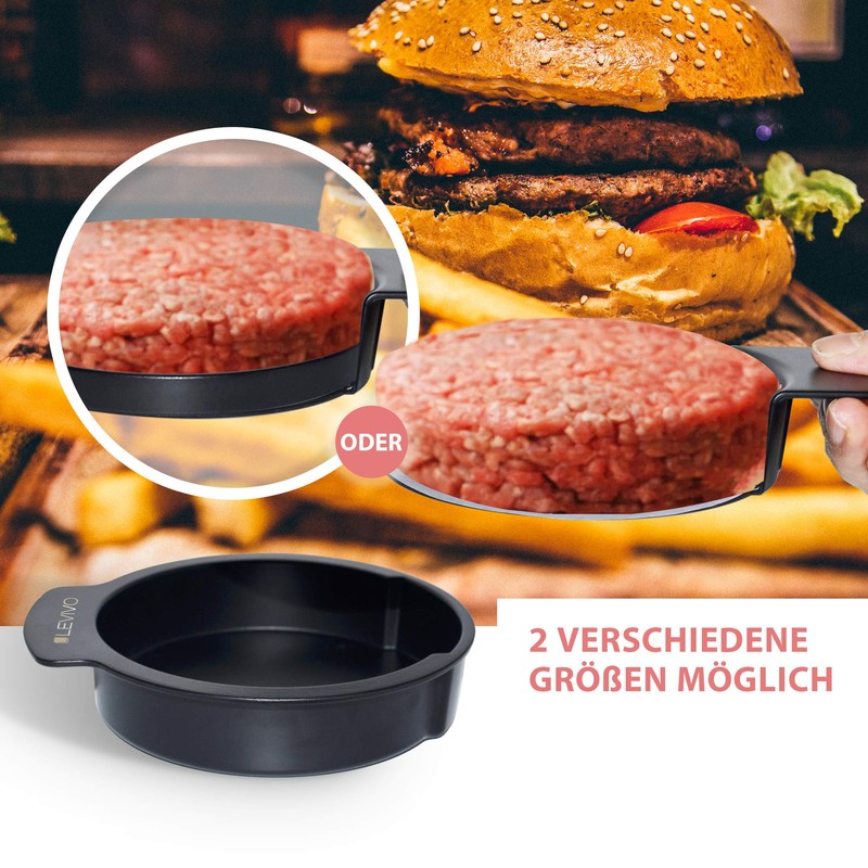 Levivo Burger Press, 5 Pieces, with 50 Sheets of Non-Stick