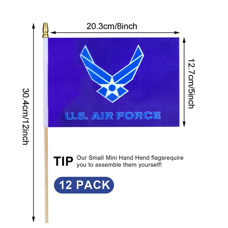 HSQCEZ 12Pcs Small USA Air Force Wings Flags on Wooden