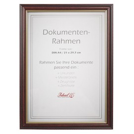 Ideal Document Picture Frame in Mahogany 21 x 29.7 DIN A4 Certificate Picture Photo Frame