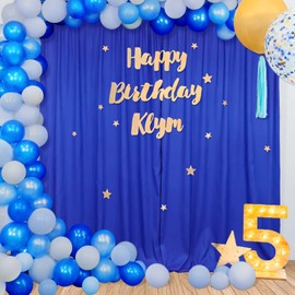 Royal Blue Backdrop Curtains for Parties - 10x10FT Royal Blue Wedding Backdrop for Baby Shower Birthday Photo Home Party Curtains Backdrop 5x10FT 2 Panels