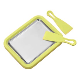 Ice Cream Maker, Ice Cream Plate With 2 Spatulas,DIY Rolled Ice Cream Maker, Home Use Non Electric Cold Plate 304 Stainless Steel Easy to Use Ice Cream Machine Make（Green）