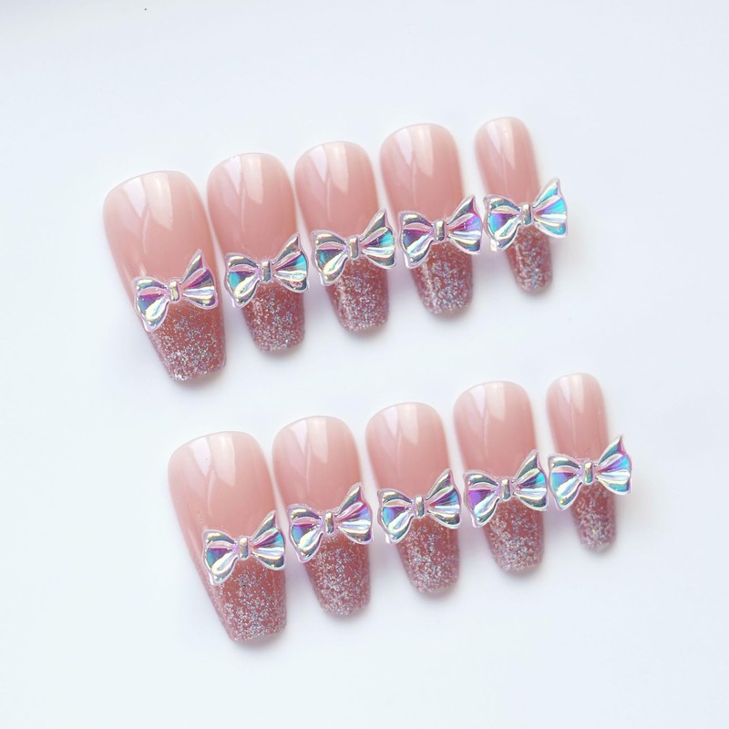 Nail Tip, Long Nail Tip, 24 Pieces, Glitter, Glossy, 3D,