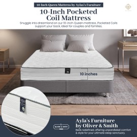 Aylas Furniture Queen Size Mattress - 10 Inch Cool Memory Foam & Spring Hybrid Mattress with Breathable Cover - Tight Top - Rolled in a Box by Oliver & Smith