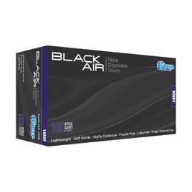 The Glove Company Black Air Nitrile Disposable Gloves, Large (Box of 100)