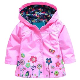 Arshiner Arshiner Girl Baby Kid Waterproof Hooded Coat Jacket Outwear Raincoat Hoodies, Pink, 100 (2-3Y)